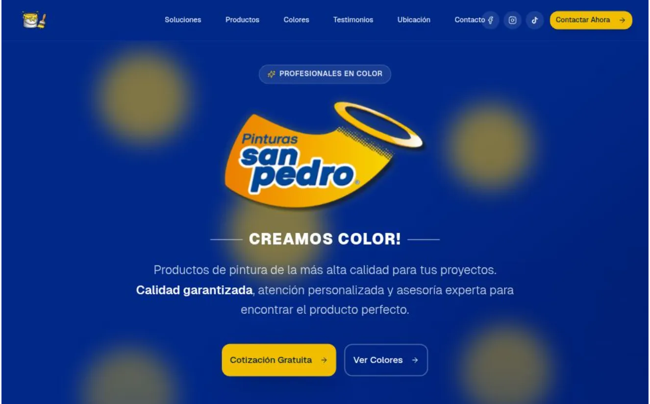 Pinturas San Pedro - Proyecto web desarrollado por Maicol Toro